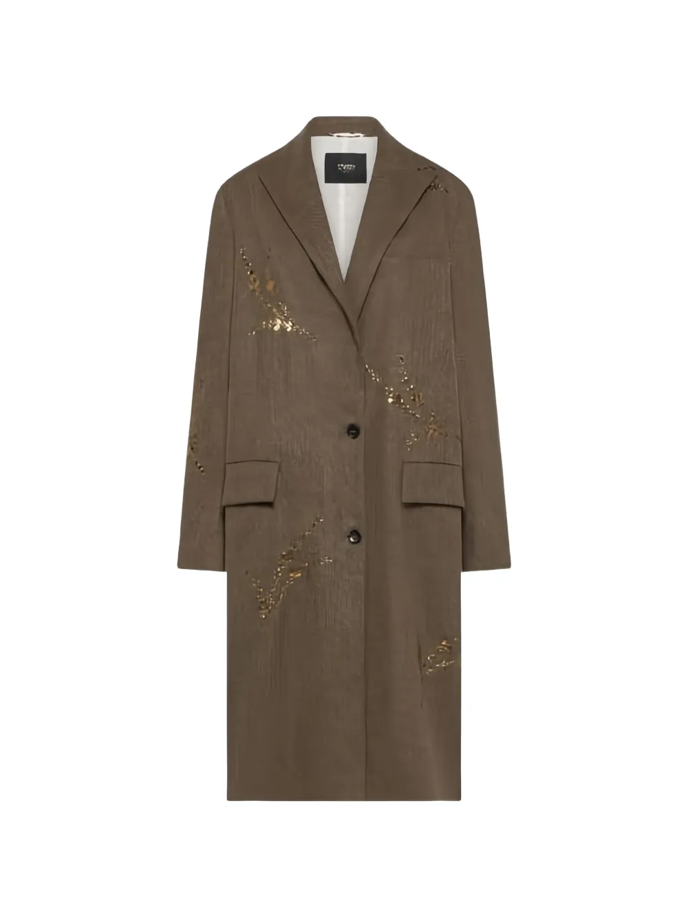 Seventy sequin-embellished single-breasted coat - Brown