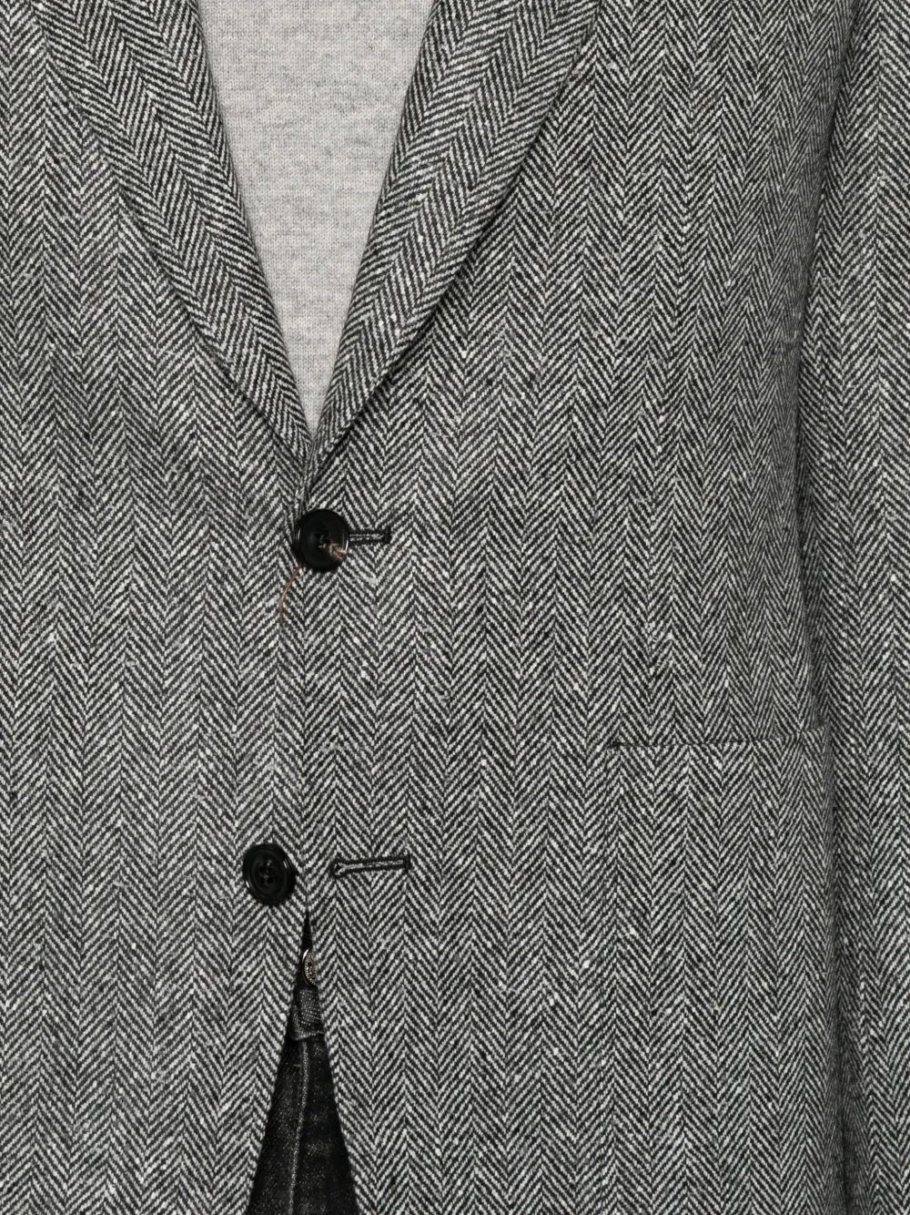 Canali Kei jack met enkele rij knopen en visgraatpatroon Grijs