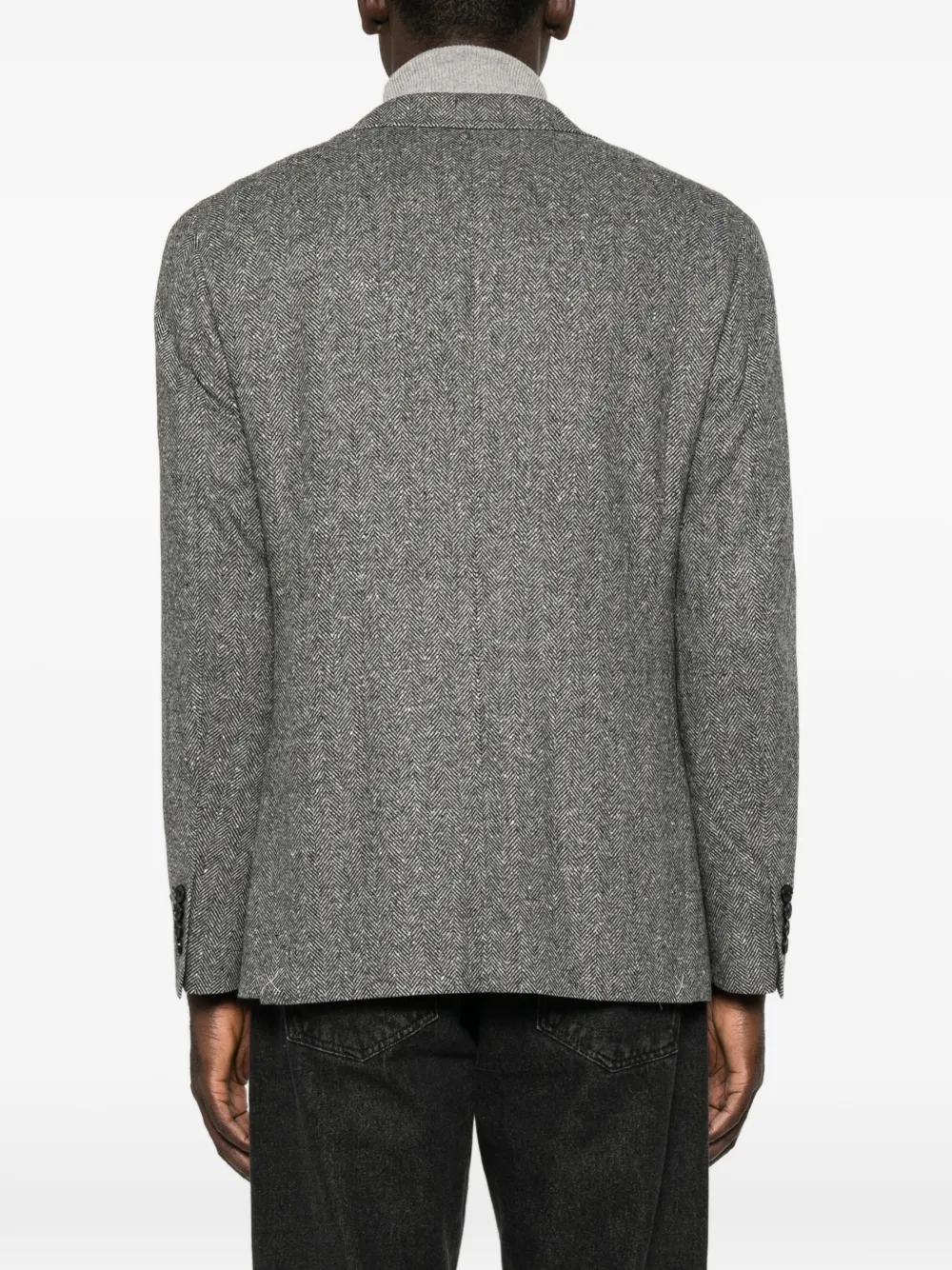 Canali Kei jack met enkele rij knopen en visgraatpatroon Grijs