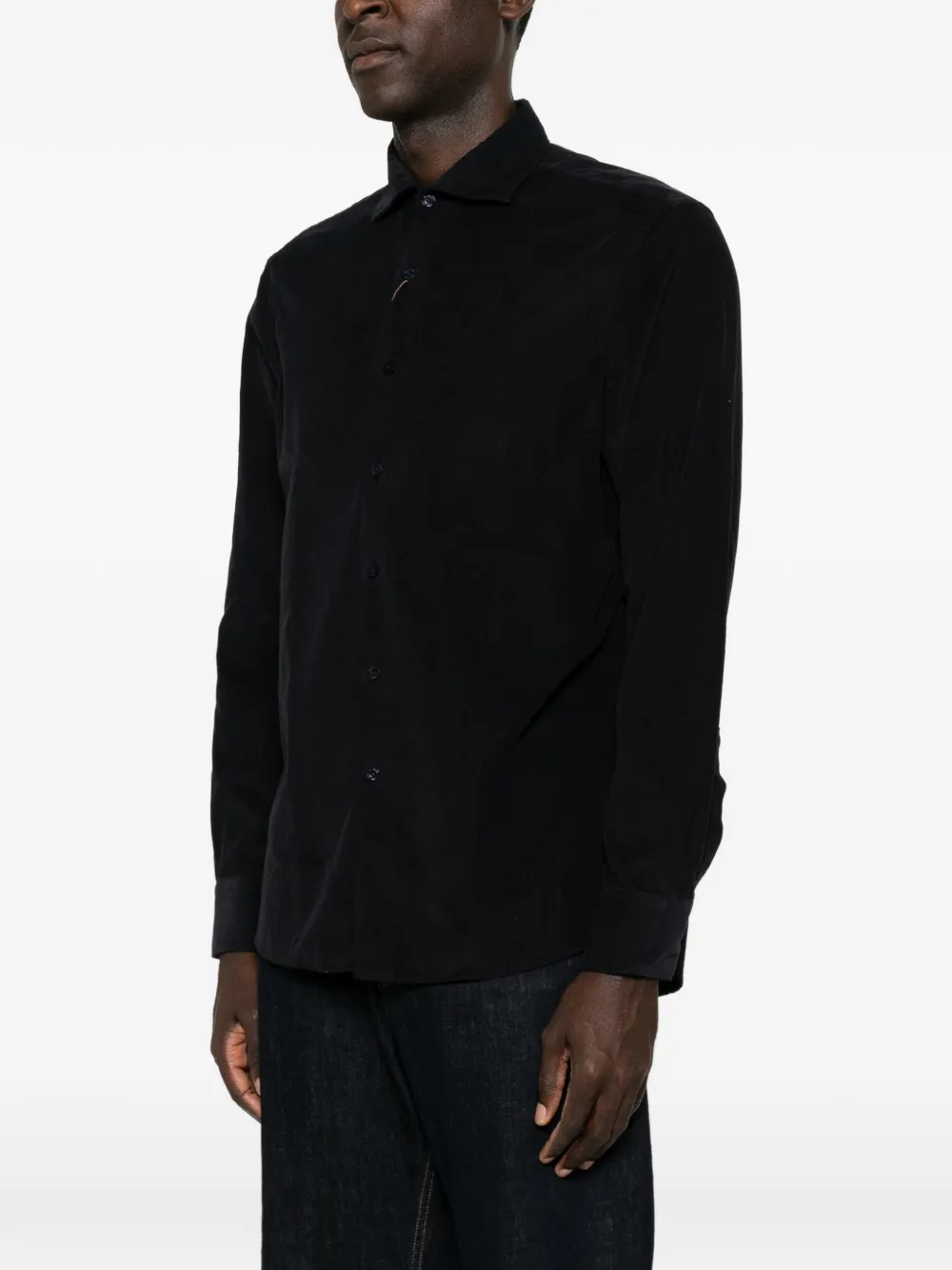 Canali Ribfluwelen overhemd Blauw