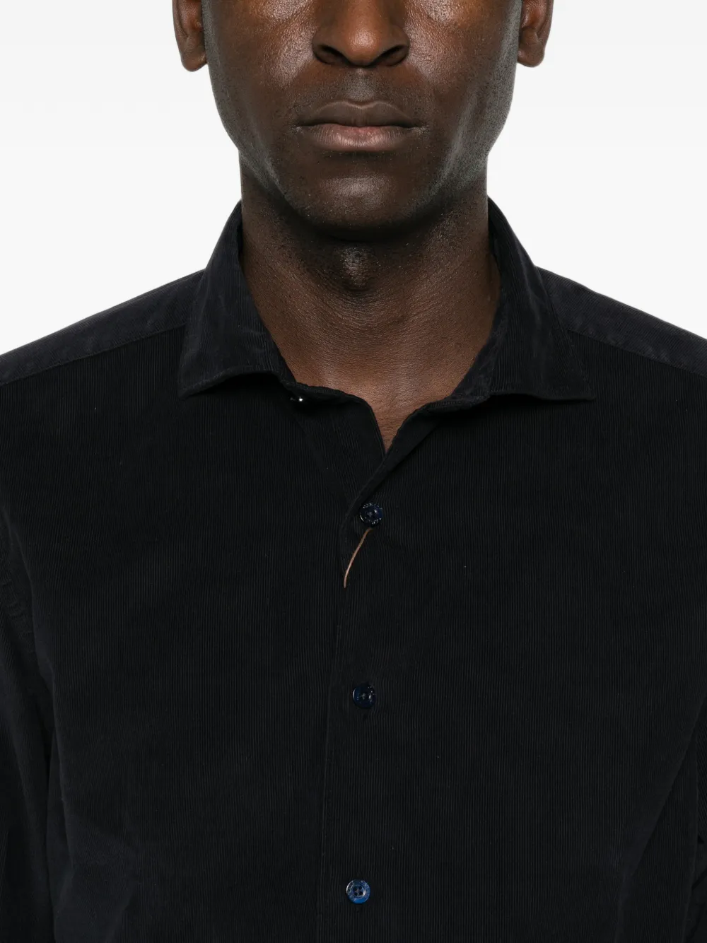 Canali Ribfluwelen overhemd Blauw