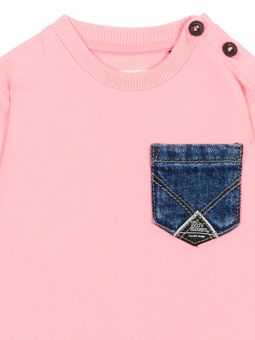 Roy Rogers Kids Sweater met denim zak Roze