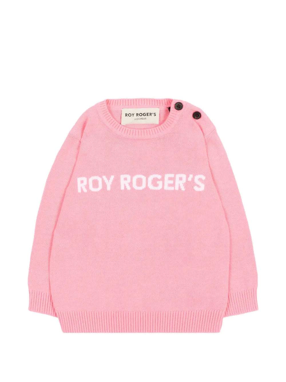 Roy Rogers Kids logo-intarsia shoulder-button sweater - Rosa