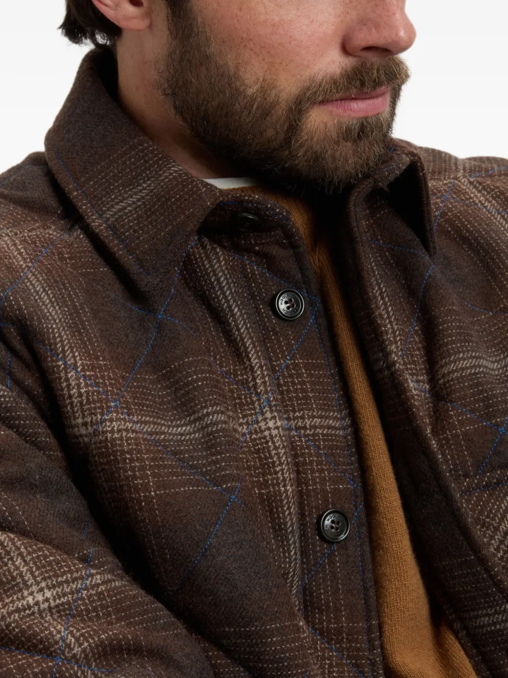 Woolrich Geruit gewatteerd overhemd Bruin