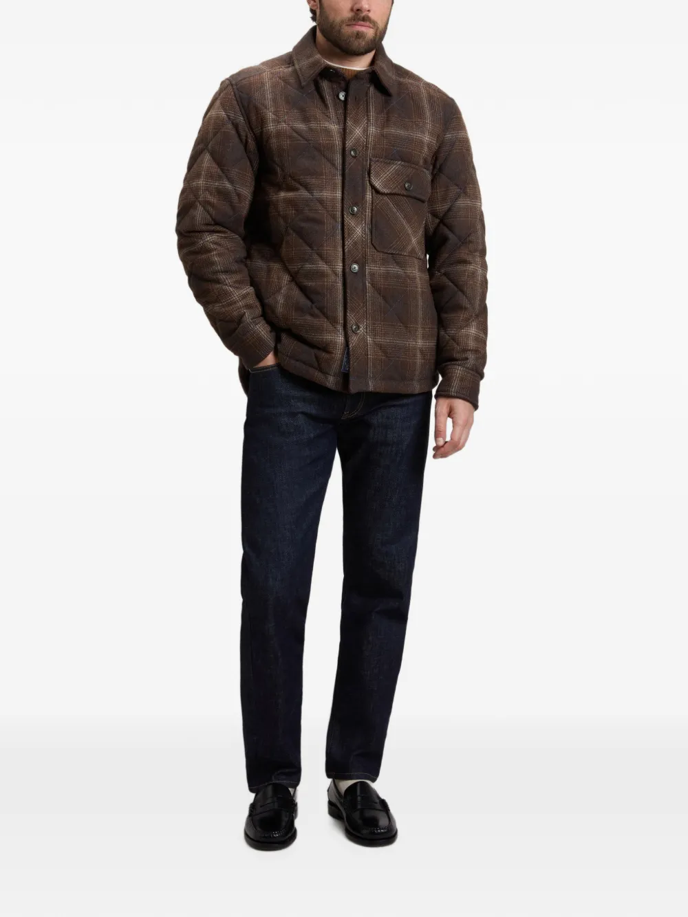 Woolrich Geruit gewatteerd overhemd Bruin