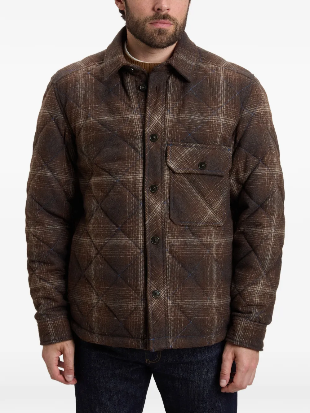 Woolrich Geruit gewatteerd overhemd Bruin