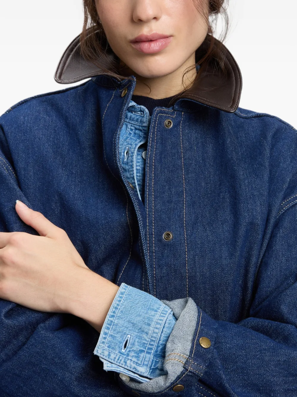 Woolrich Denim jack met contrasterende kraag Blauw