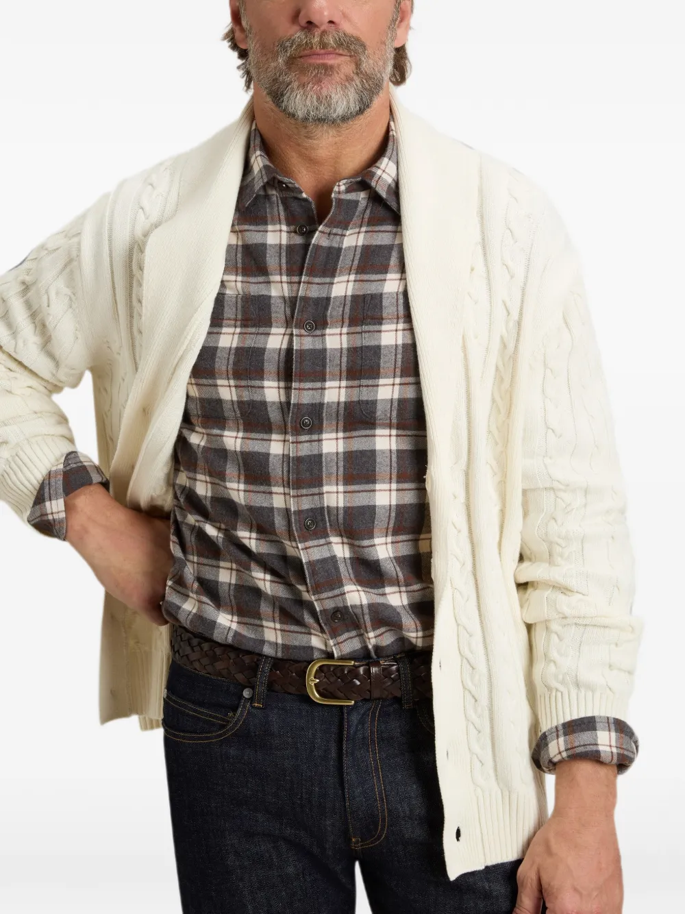 Woolrich Kabelgebreid vest met sjaalkraag Wit