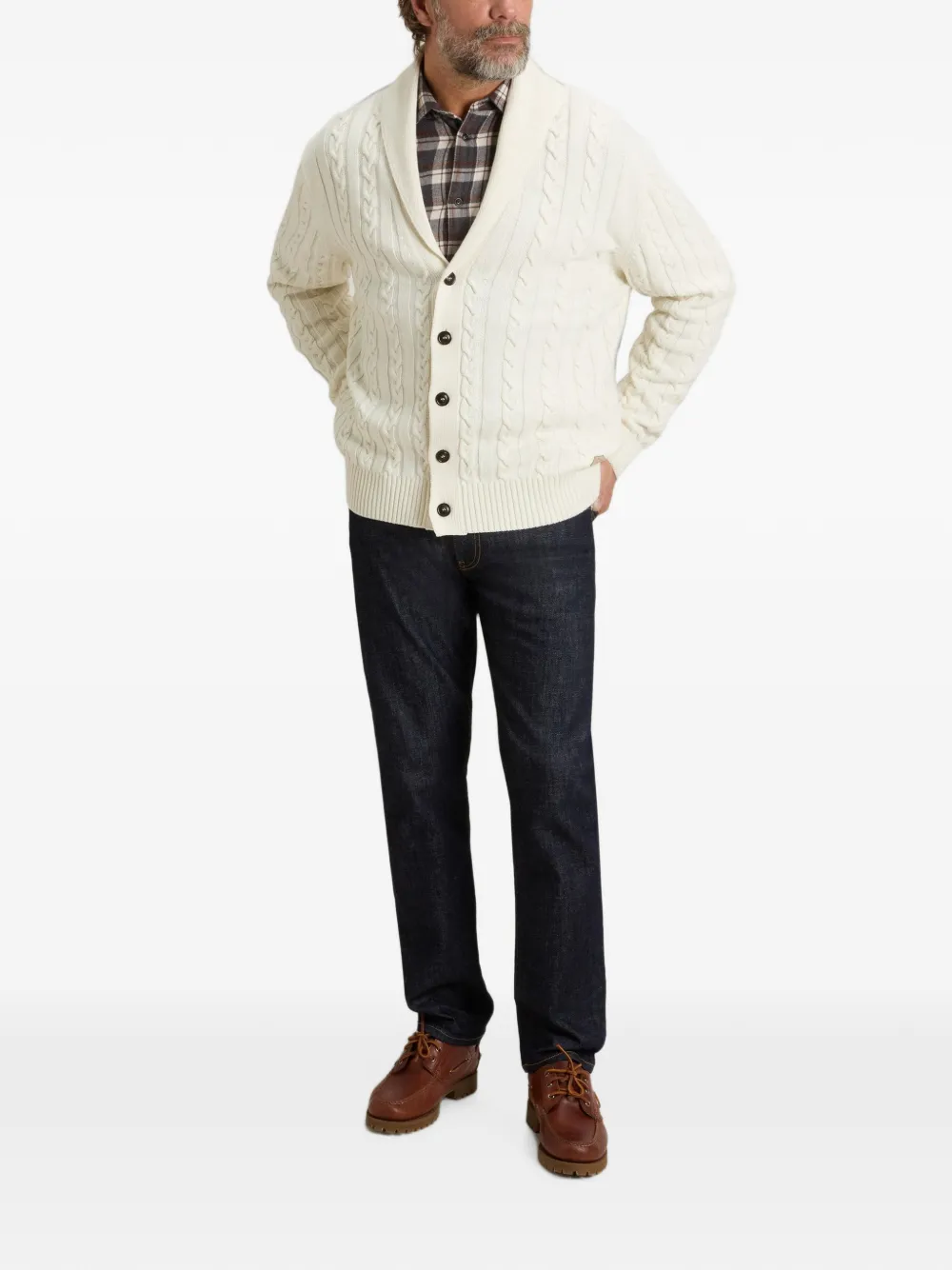 Woolrich Kabelgebreid vest met sjaalkraag Wit