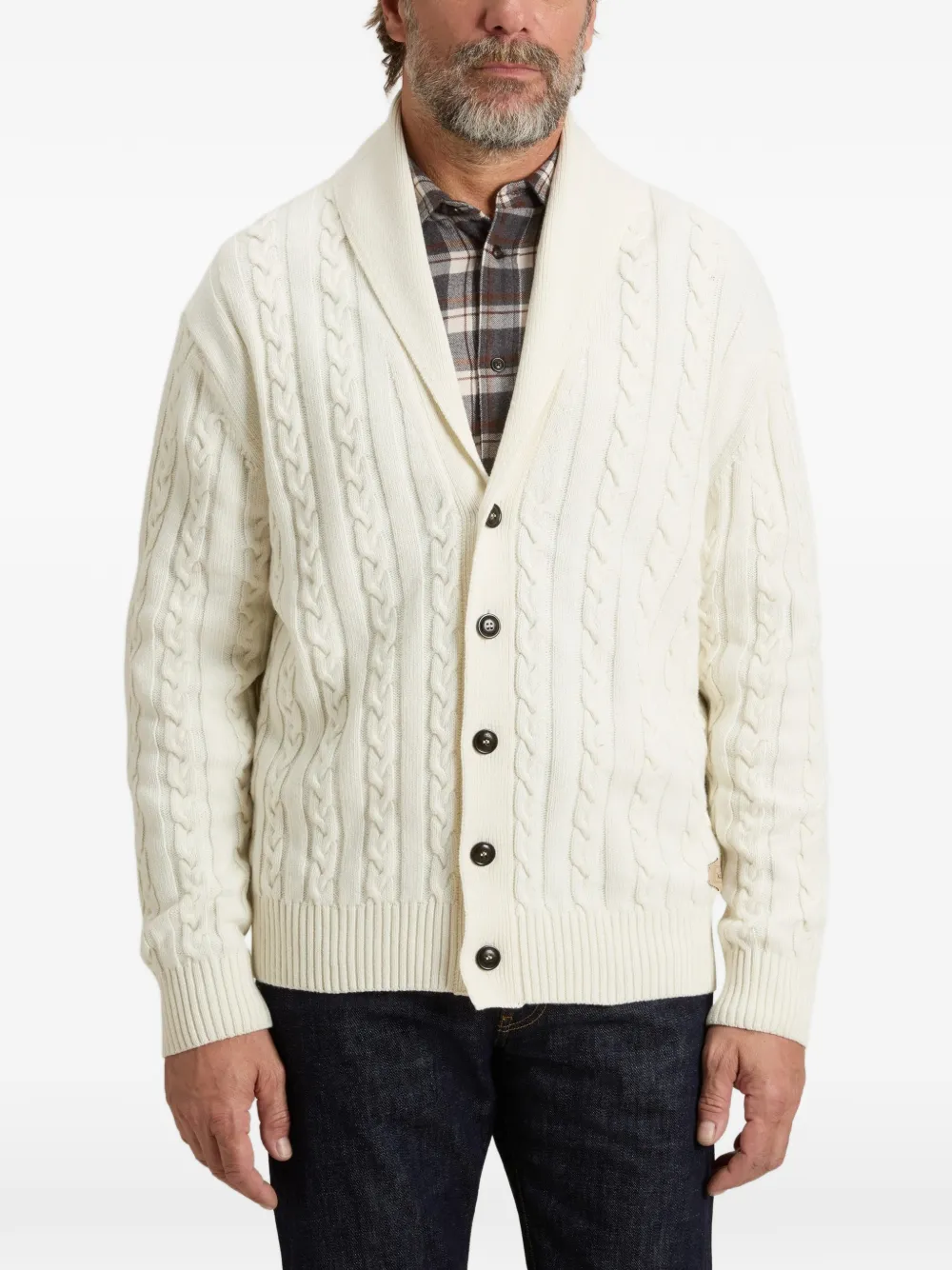 Woolrich Kabelgebreid vest met sjaalkraag Wit