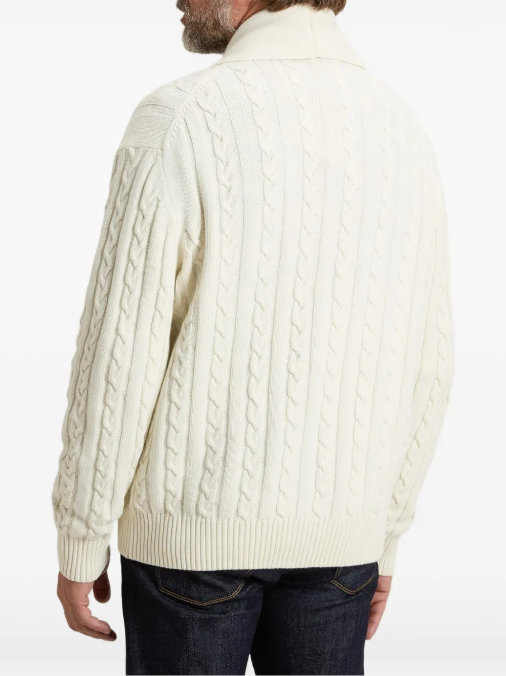 Woolrich Kabelgebreid vest met sjaalkraag Wit