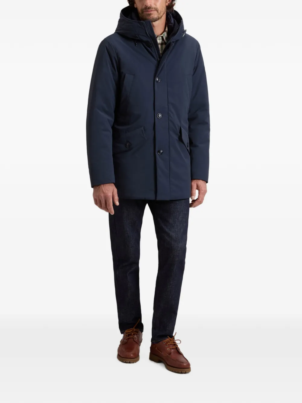 Woolrich Stretch parka met capuchon Blauw