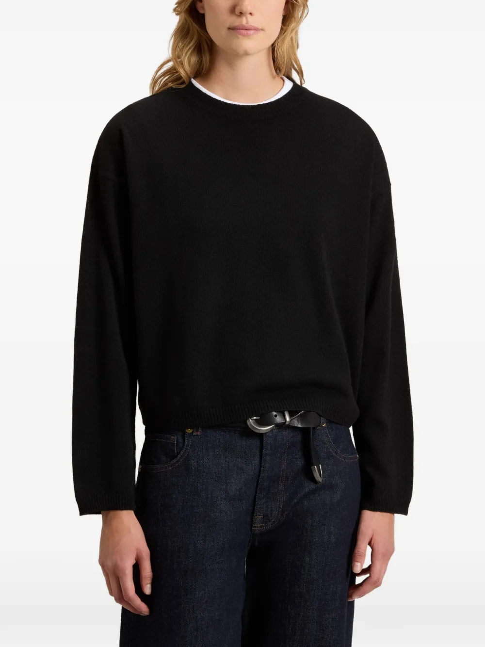 Woolrich Trui met ronde hals en verlaagde schouders Zwart