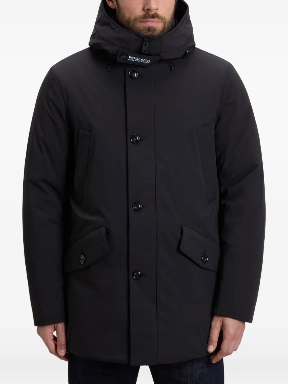 Woolrich Parka met capuchon en meerdere zakken Zwart