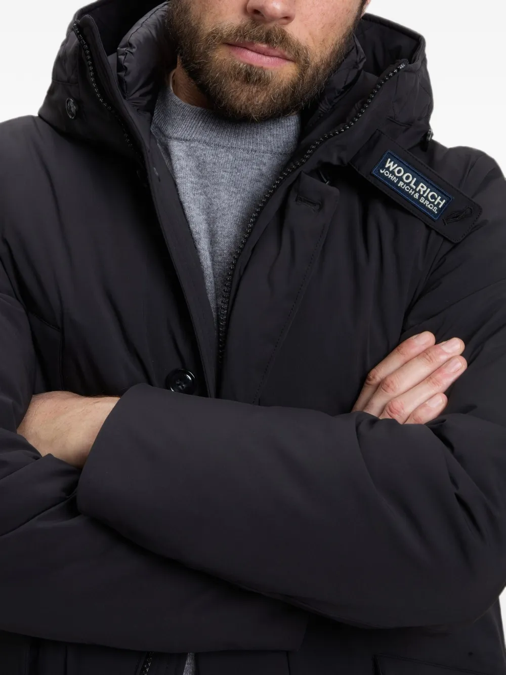 Woolrich Parka met capuchon en meerdere zakken Zwart