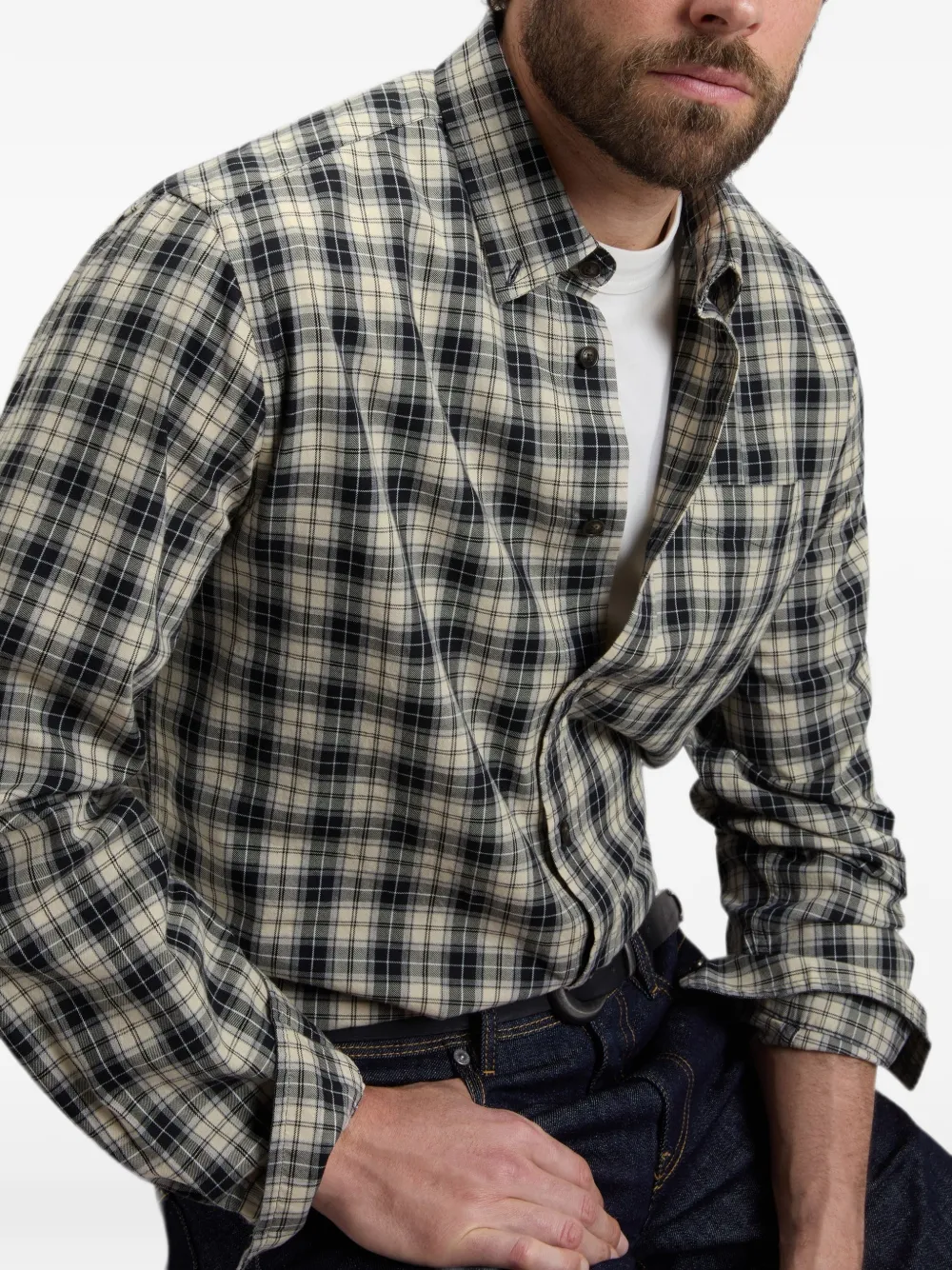 Woolrich Geruit katoenen overhemd Beige