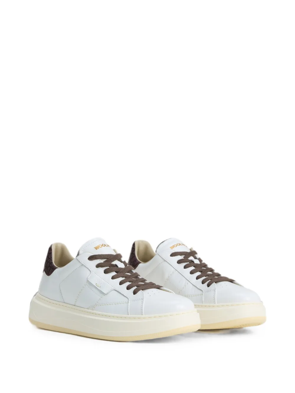 Woolrich Arrow crocodile-patch leather sneakers Wit