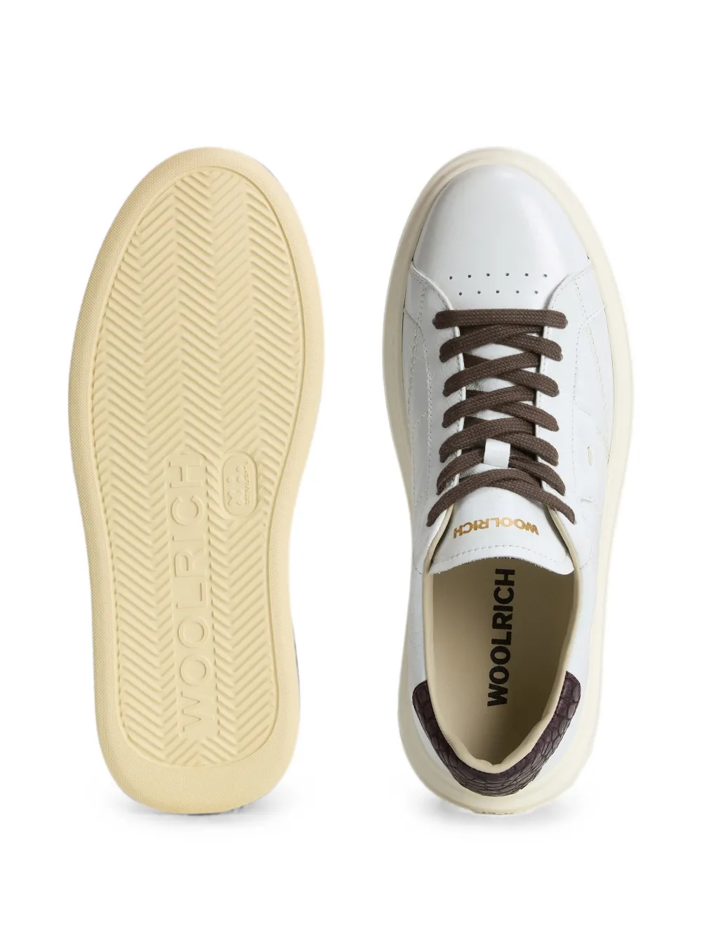 Woolrich Arrow crocodile-patch leather sneakers Wit