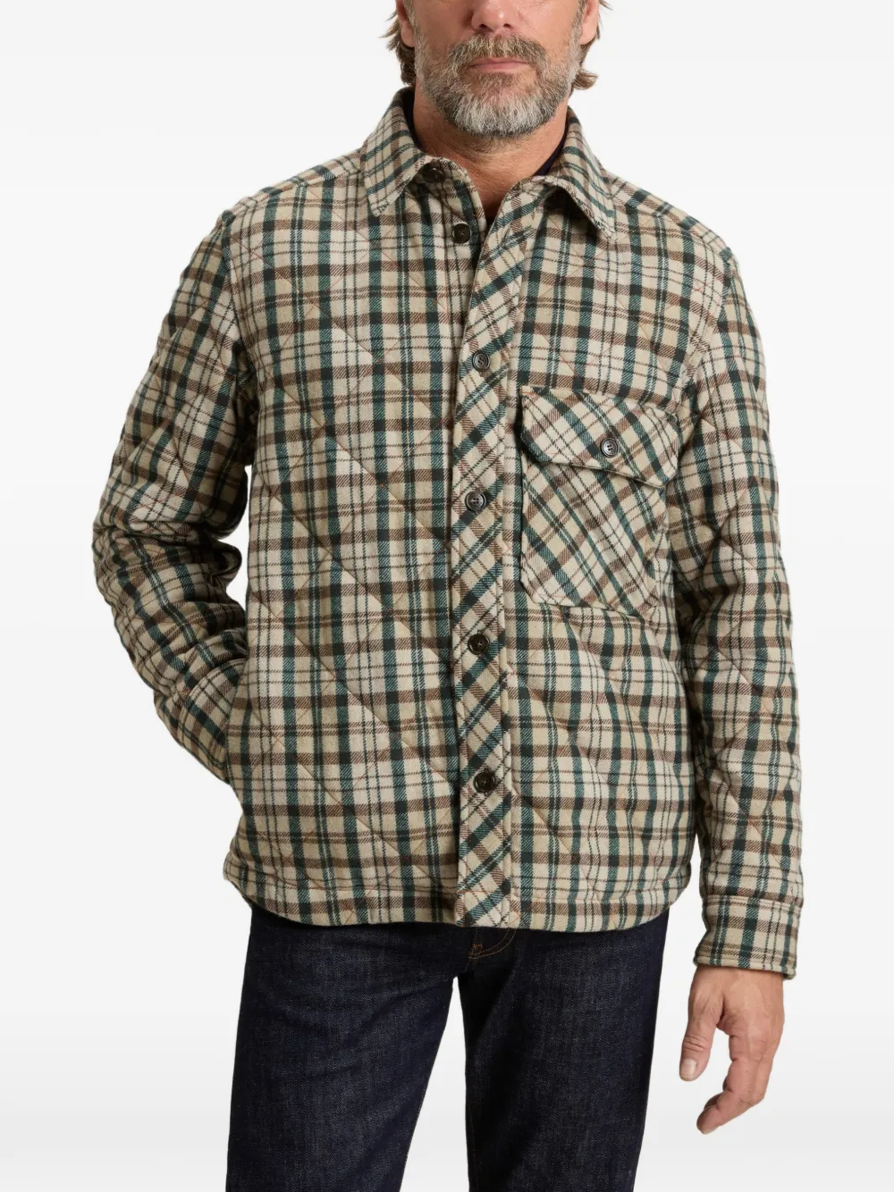 Woolrich Geruit jack Beige