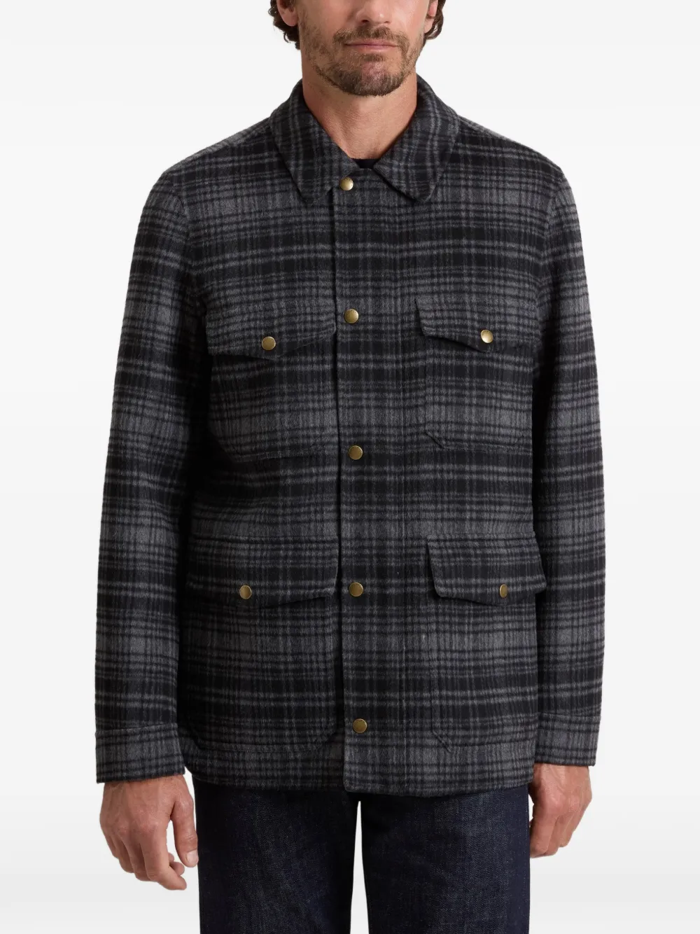 Woolrich Geruit shirtjack Grijs