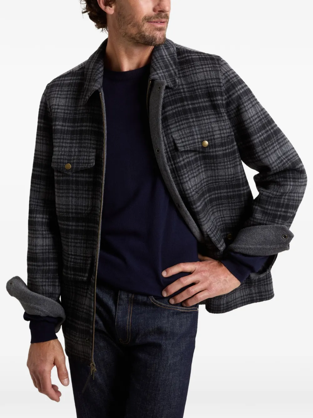 Woolrich Geruit shirtjack Grijs