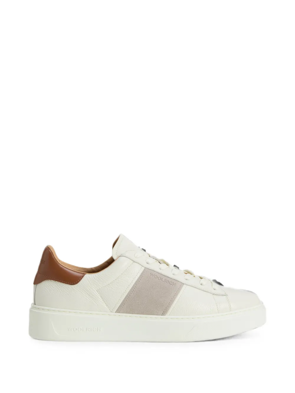 Woolrich Classic Court leather panelled sneakers Wit