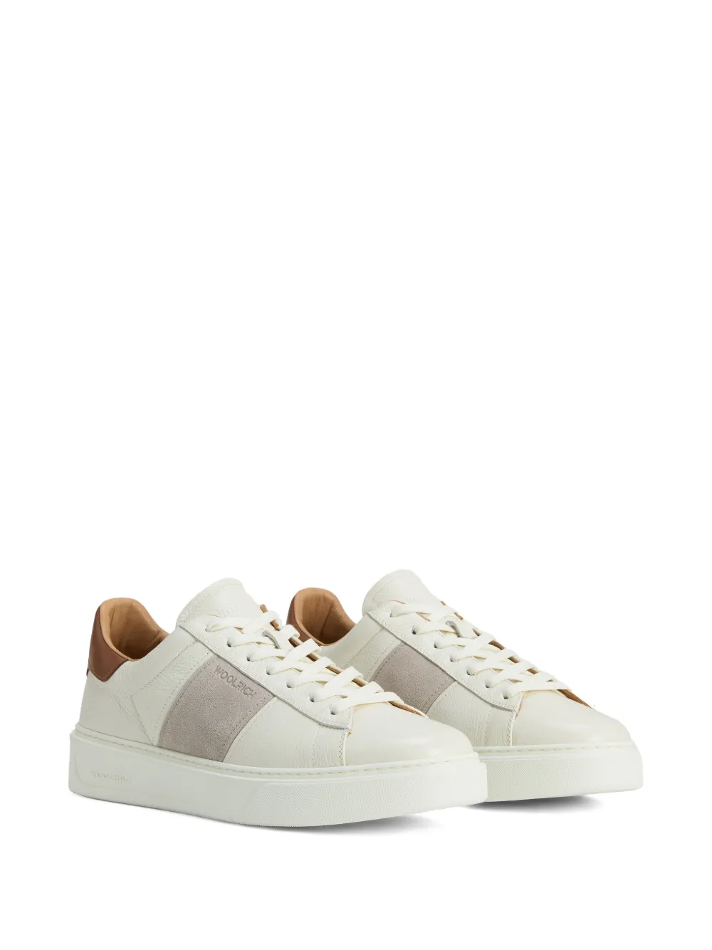 Woolrich Classic Court leather panelled sneakers Wit