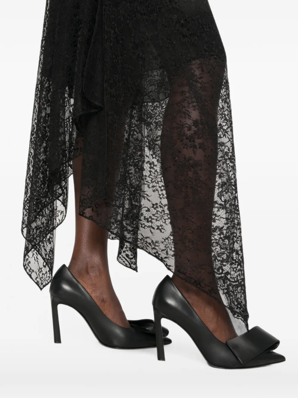 FENDI Kanten jurk met asymmetrische afwerking Zwart