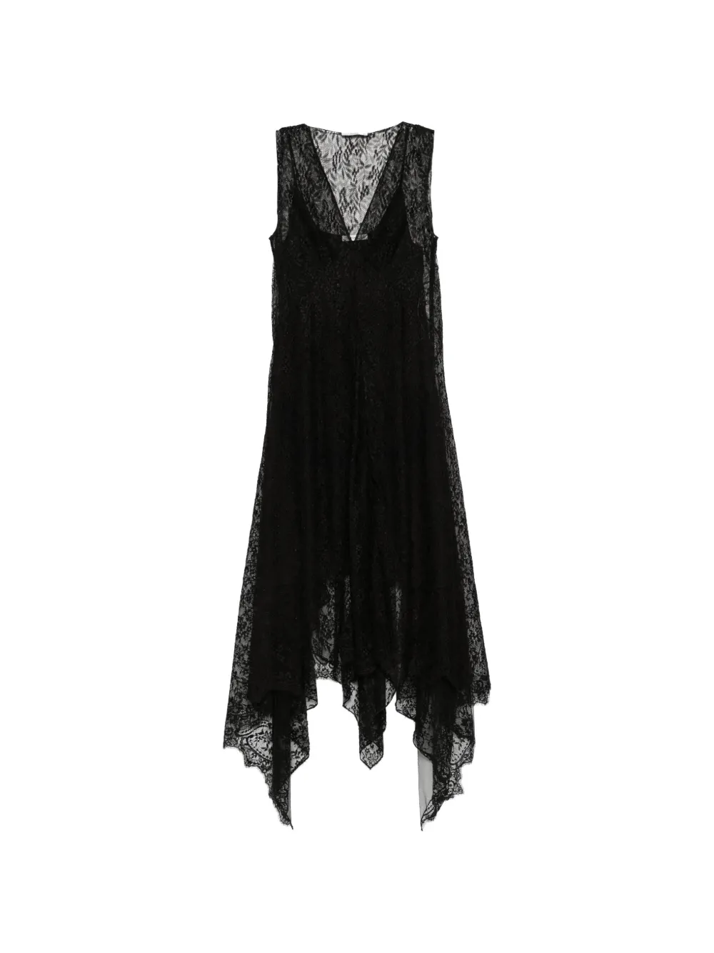 FENDI lace asymmetric-hem dress - Nero