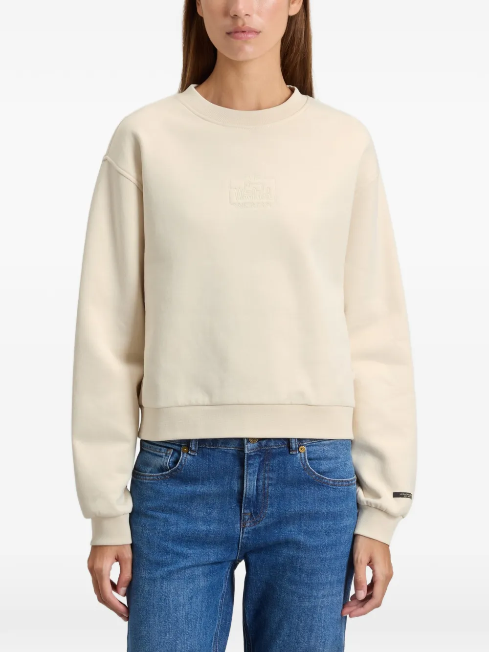 Woolrich Katoenen sweater met ronde hals Beige