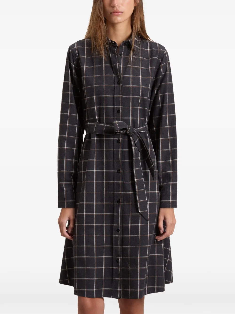 Woolrich Geruite flanellen midi-jurk Grijs