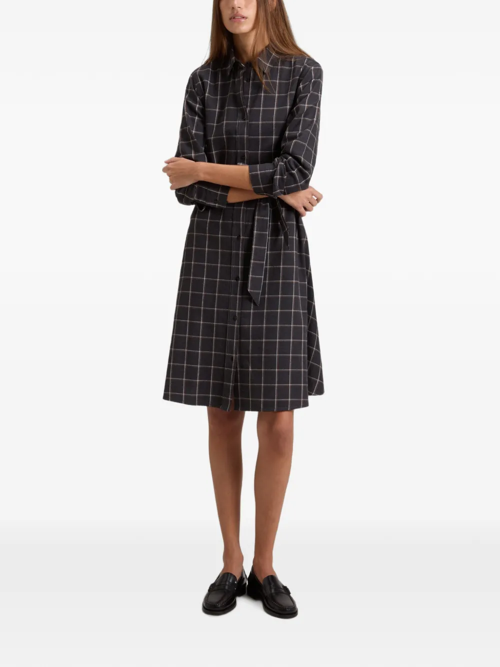 Woolrich Geruite flanellen midi-jurk Grijs