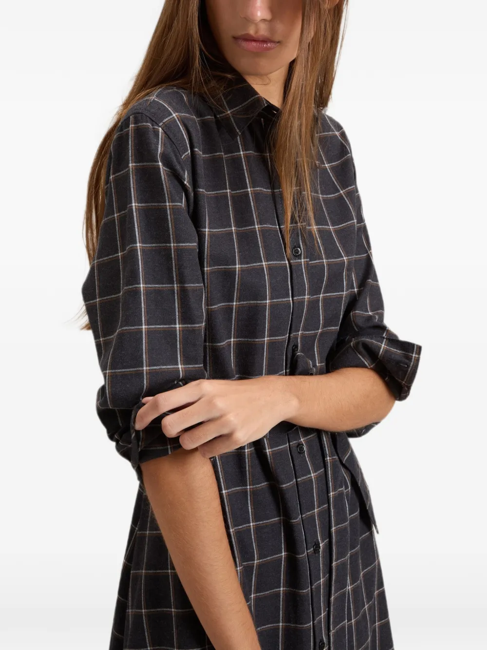 Woolrich Geruite flanellen midi-jurk Grijs