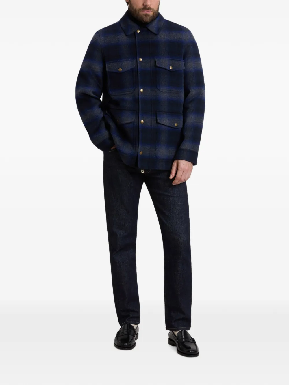 Woolrich Geruit shirtjack Blauw