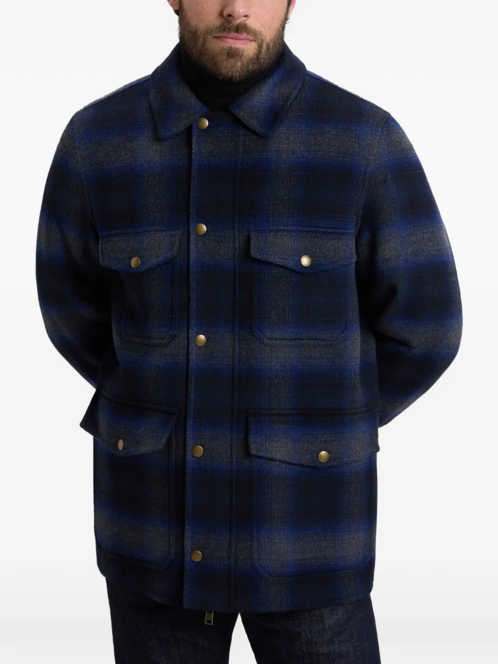 Woolrich Geruit shirtjack Blauw
