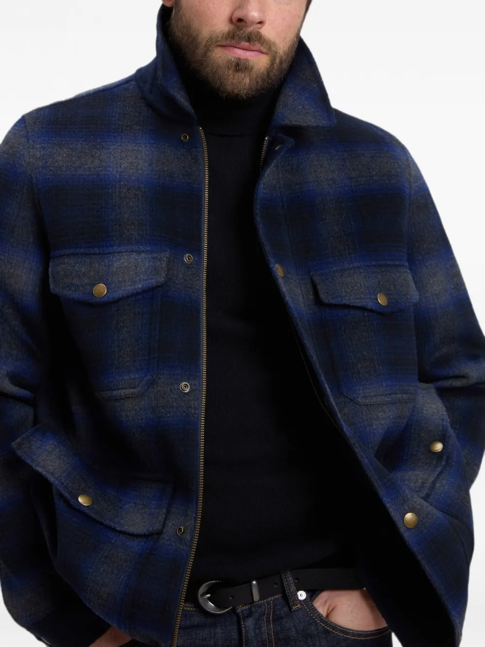 Woolrich Geruit shirtjack Blauw