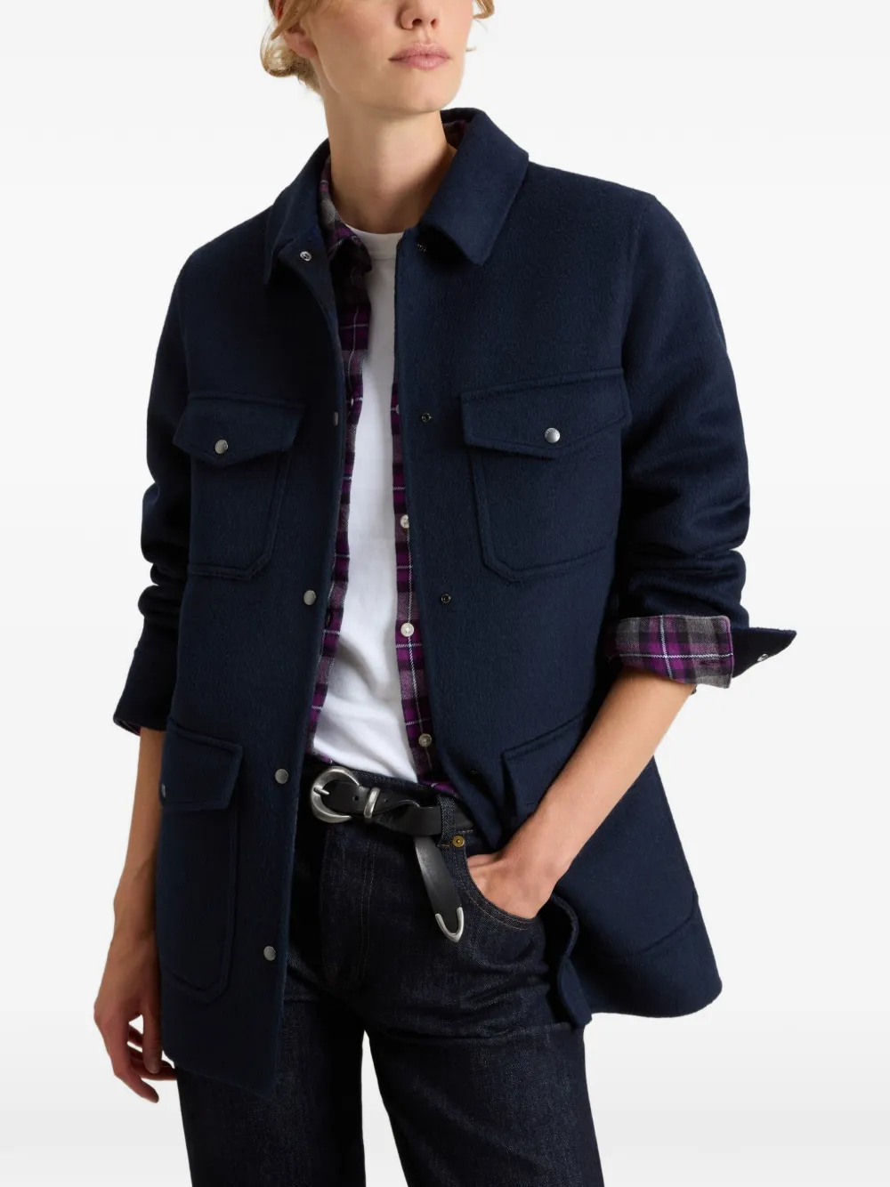Woolrich Jas met drukknoop Blauw