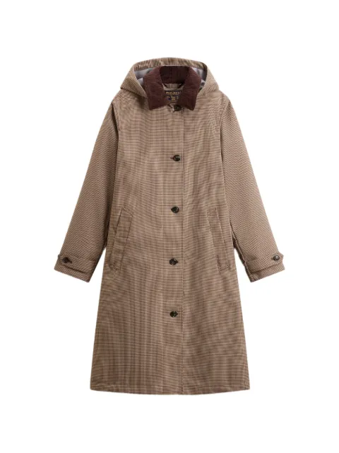 Woolrich houndstooth-pattern removable-hood coat
