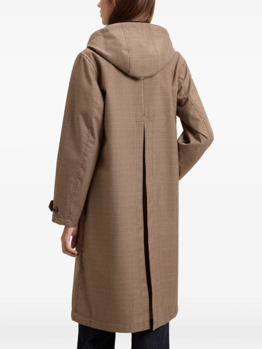 Woolrich Jas met pied-de-poule print en afneembare capuchon Bruin