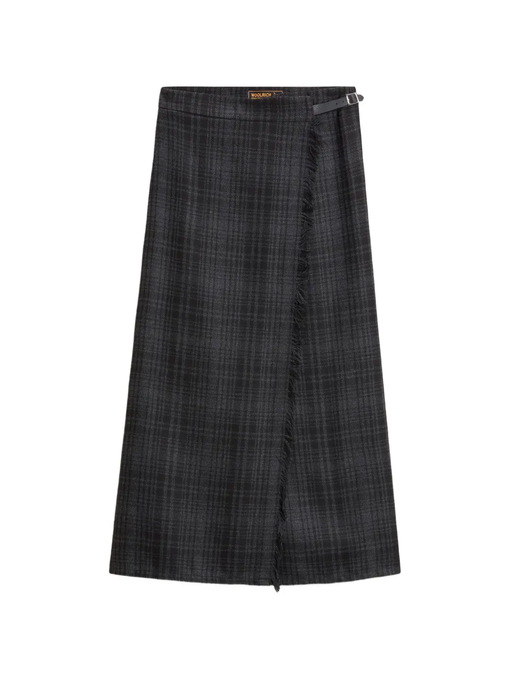 Woolrich checked frayed-edge midi skirt - Grigio