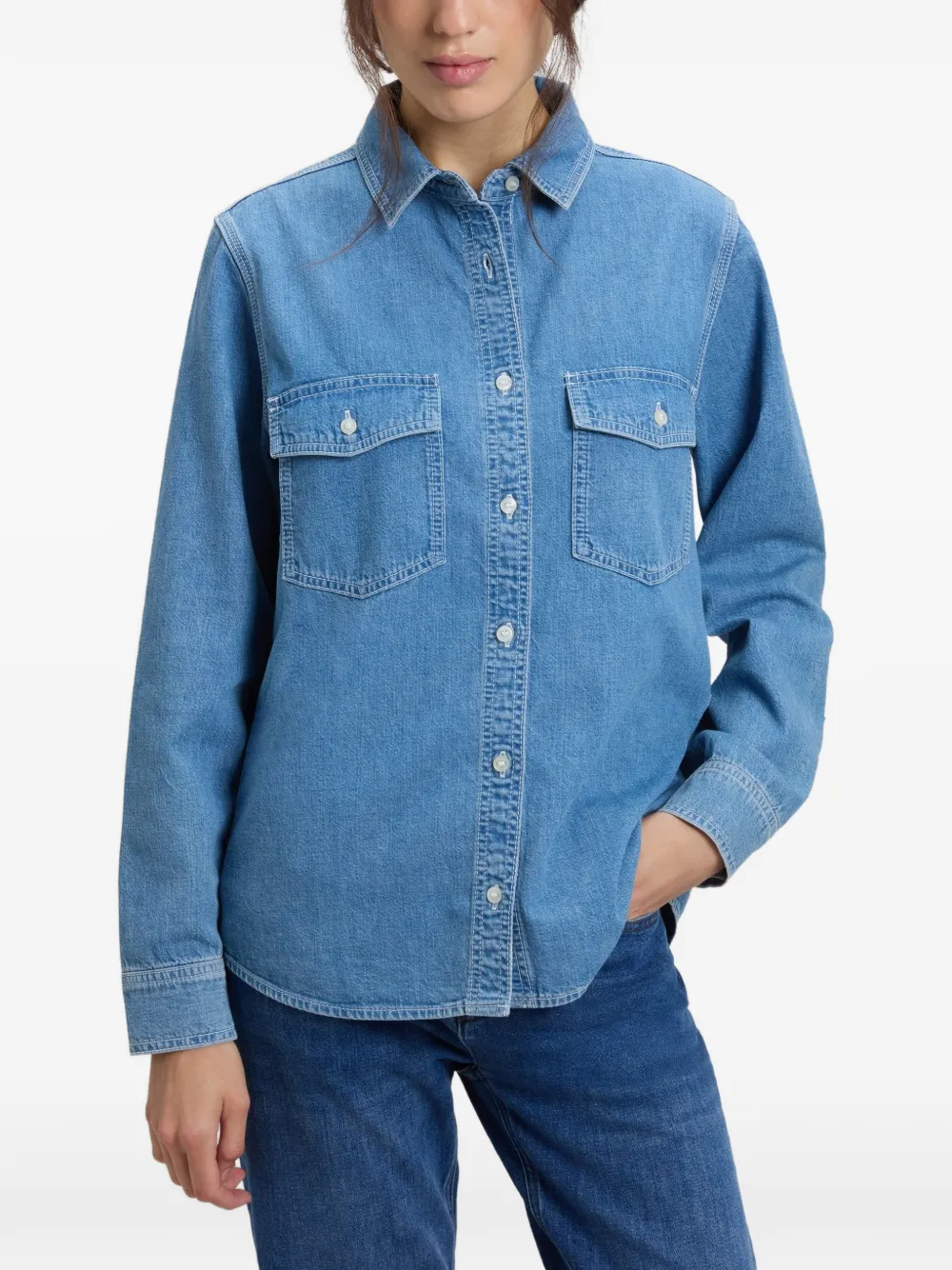 Woolrich Button-up shirtjack met borstzak Blauw