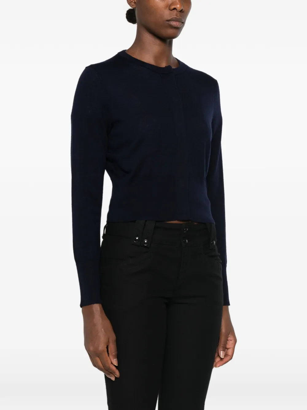 Le Petit Pulle Cropped vest met knoopsluiting Blauw