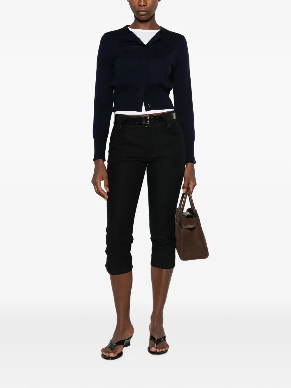 Le Petit Pulle Cropped vest met knoopsluiting Blauw