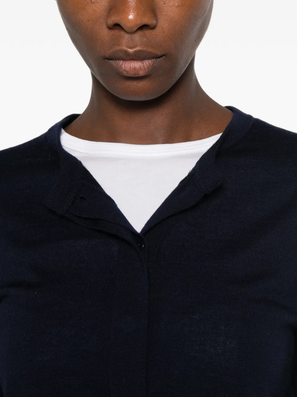 Le Petit Pulle Cropped vest met knoopsluiting Blauw