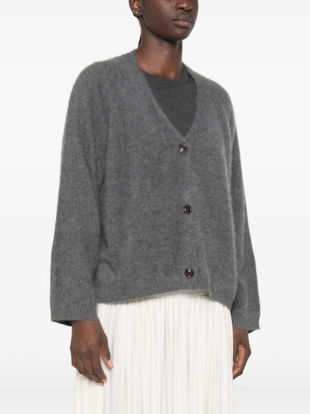 Le Petit Pulle Button-up vest met V-hals Grijs