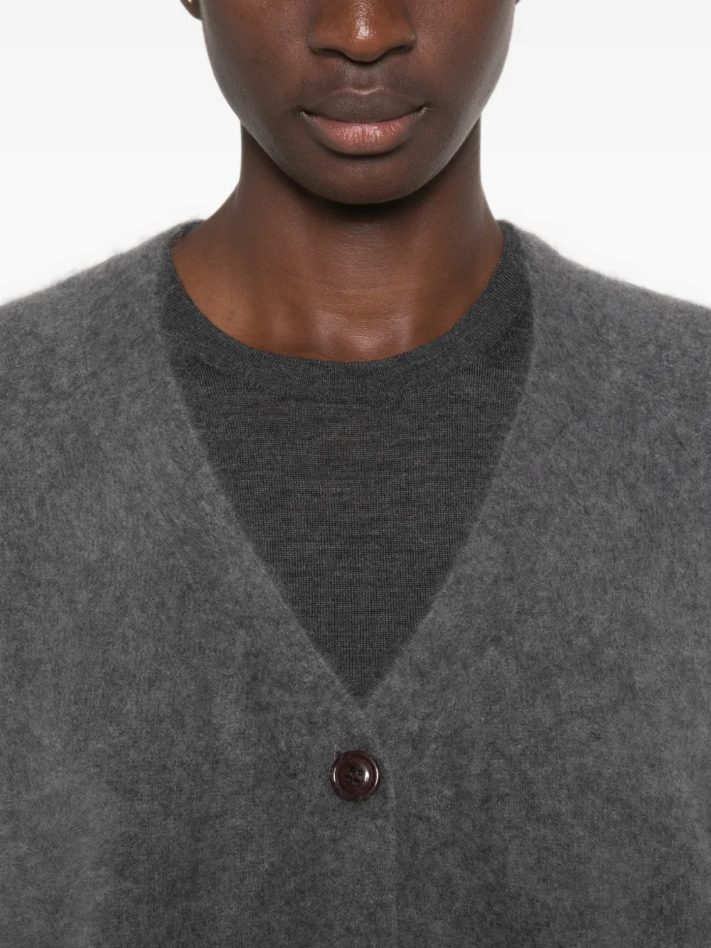 Le Petit Pulle Button-up vest met V-hals Grijs