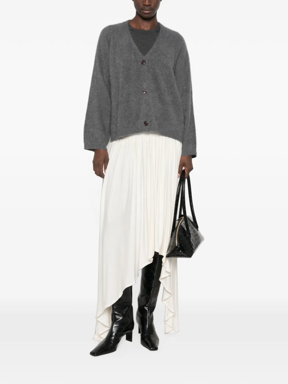 Le Petit Pulle Button-up vest met V-hals Grijs