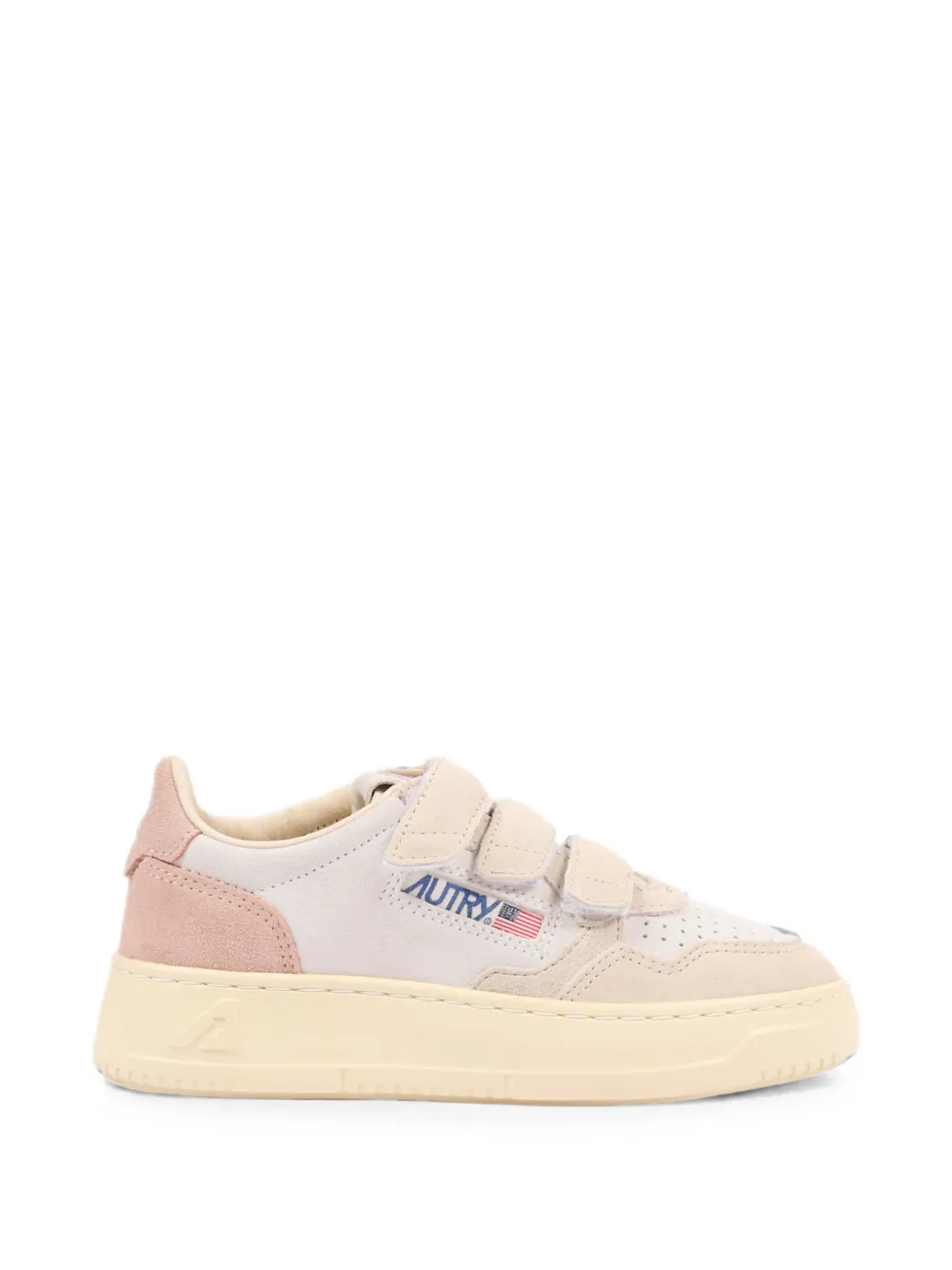 Autry Kids Medalist touch-strap leather sneakers Beige