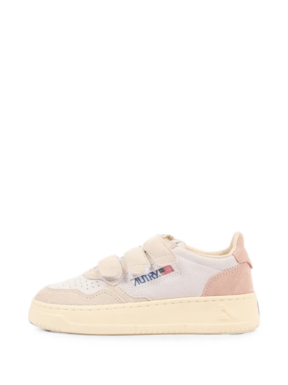 Autry Kids Medalist touch-strap leather sneakers Beige