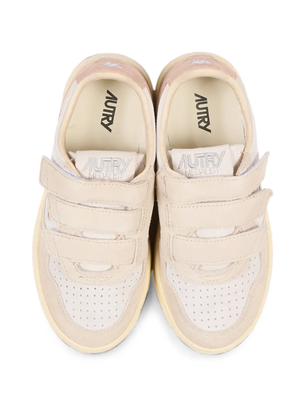 Autry Kids Medalist touch-strap leather sneakers Beige